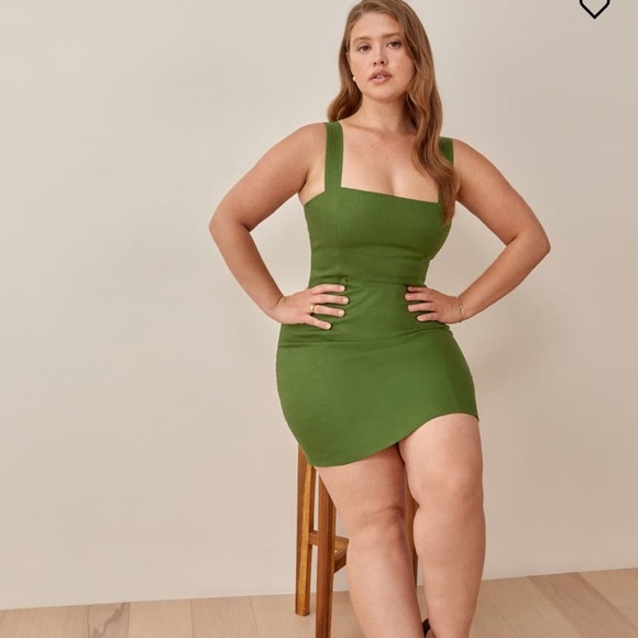 Reformation Brigitte Linen Dress Moss 